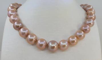 Halsketting - 14 karaat Witgoud - 13x16 mm Edison Pearls, Nieuw