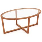 LIVSK Ovale Salontafel van Gehard Glas - Massieve Acaciahout, Antiek en Kunst, Verzenden