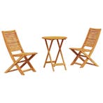 vidaXL Vouw Bistro Set 3 pcs Bruin Massief Acaciahout, Verzenden, Nieuw, 3 zitplaatsen