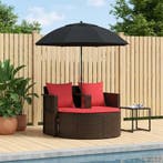vidaXL Tuinbankstel Bruin en Rood 168 x 168 x 180 cm poly, Verzenden, Nieuw