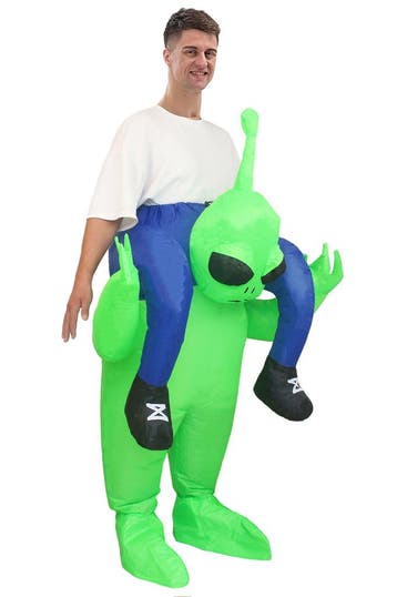 KIMU® Opblaas Kostuum Gedragen op Nek van Alien Opblaasbaar, Carnaval, Nieuw, Overige maten, Ophalen of Verzenden