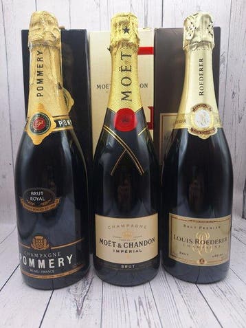 Pommery, Brut Royal, Moët & Chandon Impérial, Louis Roederer, Nieuw