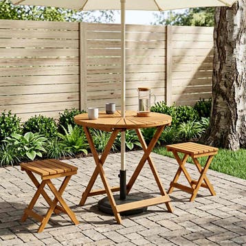 vidaXL Vouw Tuin Tafel Naturel Ø70 x 75 cm Massief, Verzenden, Nieuw