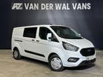 Ford Transit Custom 2.0 TDCI 130pk L2H1 Dubbele Cabine Euro6, Stof, Gebruikt, Wit, Dealer onderhouden
