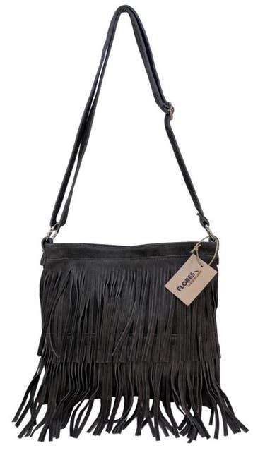Back to the Sixties Suede Franje tas (grijs), Verzenden, Nieuw