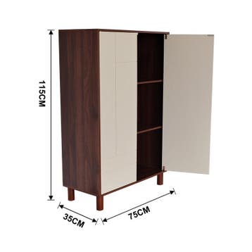 Wandkast met abstract design - beige/bruin - 75 x 35 x 115, Verzenden, Nieuw, 150 tot 200 cm