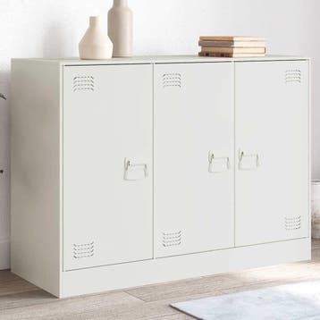 vidaXL Dressoir 99x39x73 cm staal wit, Verzenden, Nieuw, 50 tot 100 cm, Metaal