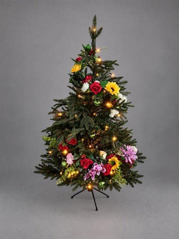 Decoratief ornament - Florale kunstkerstboom met verlichting