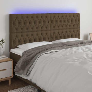 vidaXL Hoofdbord LED 180x7x118/128 cm stof donkerbruin, Verzenden, Nieuw, Bruin, Stof