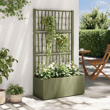 vidaXL Tuinbloembak met klimrek Groen 80 x 36 x 140 cm PP, Verzenden, Nieuw, Minder dan 60 cm, 60 cm of meer