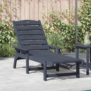 vidaXL Ligstoel Marineblauw HDPE, Verzenden, Nieuw