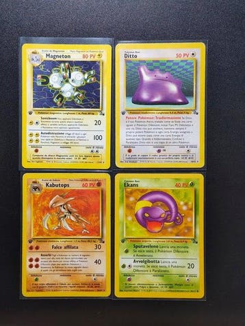 Pokémon - 4 Card - Magneton Holo - Ditto Raro - Kabutops, Nieuw
