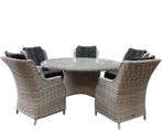 Riccione Darwin dining tuinset 150 cm rond 6-delig wit grijs, Ophalen of Verzenden, Nieuw, Wicker