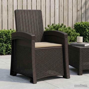 vidaXL Ligstoel in rietenlook Antracietkleurig en taupe PP, Tuin en Terras, Verzenden, Nieuw