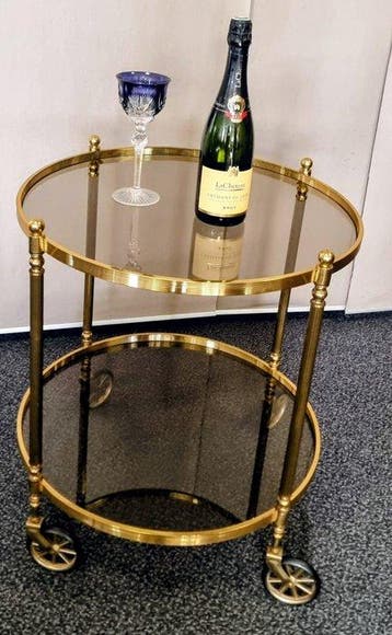 Serveerwagen - Messing, Glas - Rond & Stijlvol, Nieuw