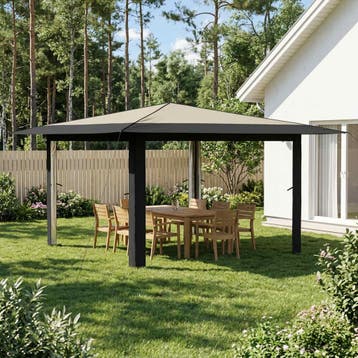 vidaXL Paviljoen zonder Zijwand 4 x 4 m Crème en Antraciet, Verzenden, Nieuw
