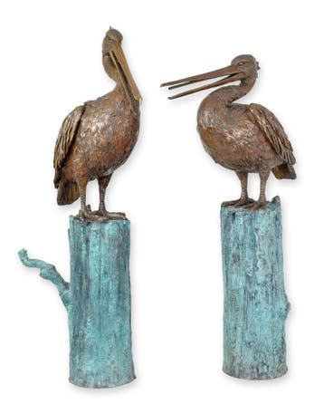 A BRONZE PAIR OF PELICANS ON A LOG FOUNTAINS (Interieur), Verzenden, Nieuw