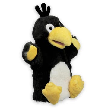 Raaf/kraai handpop knuffel - pluche - 20 cm - poppenkast, Verzenden, Nieuw