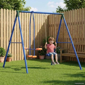 vidaXL Buiten Schommelframe met Glijbaan voor tot 3 kinderen, Kinderen en Baby's, Verzenden, Nieuw