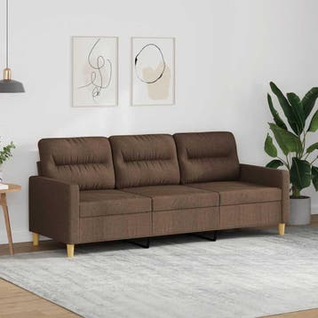 vidaXL Driezitsbank 180 cm stof bruin, Verzenden, Nieuw, Driepersoons, Stof