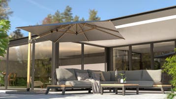 Siesta premium zweefparasol 300x300 cm houtlook sand 4, Ophalen of Verzenden, Nieuw