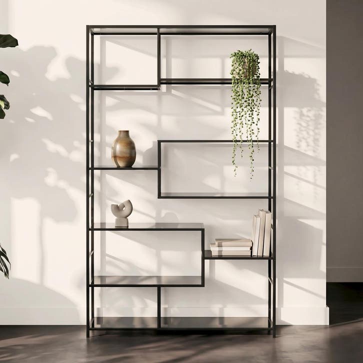 *WOONWINKEL* Kare Design Loft Hoog Wandrek Staal Met Glas, Huis en Inrichting, Kasten | Boekenkasten, Nieuw, Verzenden