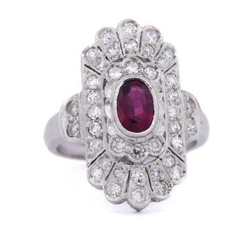Cocktailring Platina - 1.80ct. tw. Robijn - Diamant