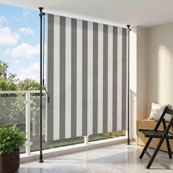 vidaXL Buiten Rolgordijn Antraciet en Wit 200 x 270 cm, Verzenden, Nieuw