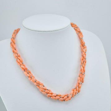 Koraal - Zilver - Halsketting - Roze koraal