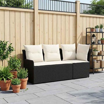 vidaXL 2 st Tuinstoel met Armleuning en Hoekbank PE Rattan, Verzenden, Nieuw, Rotan, 2 zitplaatsen