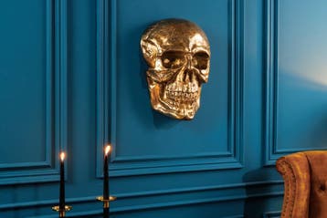 Exclusief wandsculptuur SKULL XXL 40cm gouden decoratieve, Ophalen of Verzenden, Nieuw