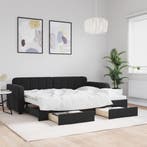 vidaXL Slaapbank met onderschuifbed en lades 80x200 cm, Huis en Inrichting, Slaapkamer | Bedden, Eenpersoons, Verzenden, Zwart