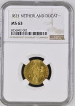 Gouden Dukaat 1821 Utrecht MS63 NGC (pop 2/1), Verzenden, Munten