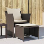 vidaXL Tuinstoel met voetenbank poly rattan bruin, Tuin en Terras, Verzenden, Nieuw, Rotan