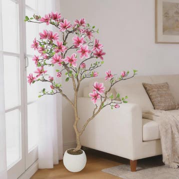 Levensgetrouwe Roze Magnolia Kunstboom - Realistische Zijde, Verzenden