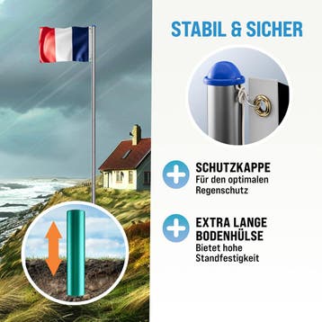 Aluminium vlaggenmast 650cm incl Duitsland vlag, Verzenden, Nieuw