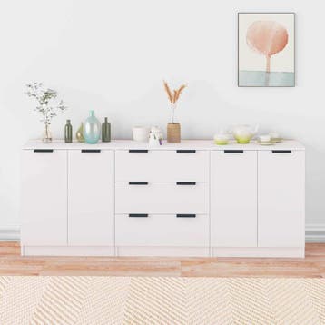 vidaXL 3-delige Dressoirs bewerkt hout wit, Verzenden, Nieuw, 50 tot 100 cm, 25 tot 50 cm