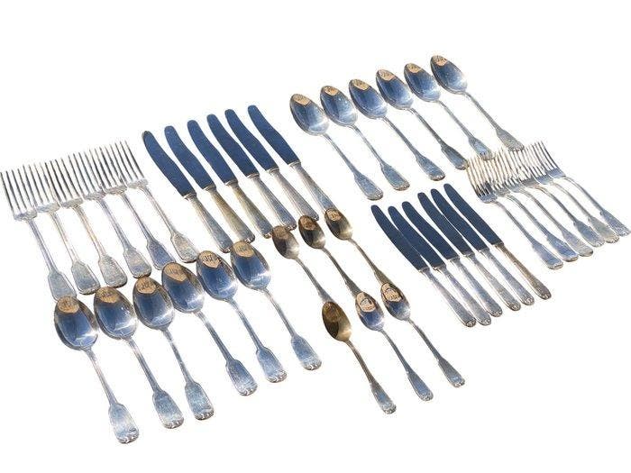 Bestekset voor 6 personen (42) - Verzilverd, Antiek en Kunst, Antiek | Meubels | Tafels