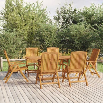 vidaXL 7-delige Tuinset massief teakhout, Verzenden, Nieuw, 6 zitplaatsen, Tuinset