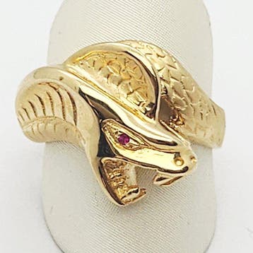 Ring - 18 karaat Geel goud - 0.01ct. tw. Robijn, Nieuw