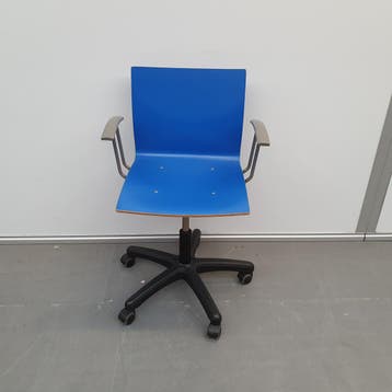 Eromes houten bureaustoel/ schoolstoel - rood en blauw (alle, Ophalen of Verzenden, Nieuw