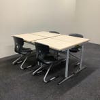 complete schoolset 4 stuks tafels + 4 stuks stoelen, merk, Gebruikt, Ophalen of Verzenden, Eén, Stof