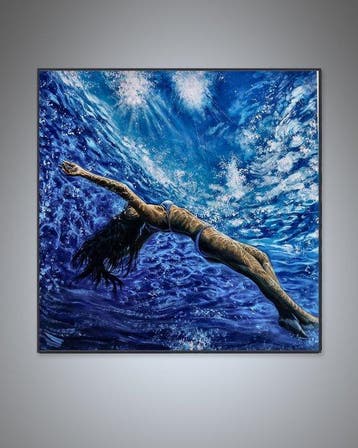 Karam Singh - Aqua Glisser IV, Antiek en Kunst