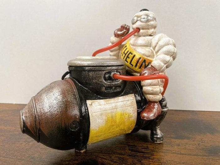 Michelin, Bibendum - Mascotte - Gietijzer, Antiek en Kunst, Antiek | Wandborden en Tegels