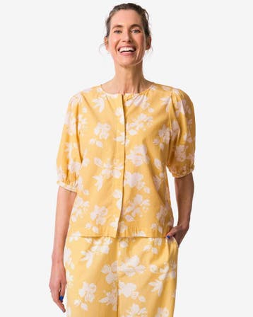 HEMA Damesblouse Taylor seersucker bloemen perzik, Kleding | Dames, Verzenden, Nieuw