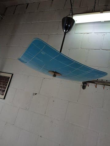 Plafondlamp - Vintage Parasol hanglamp - Glas, Metaal