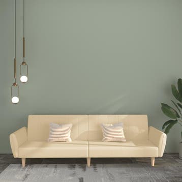 vidaXL Slaapbank 2-zits stof crèmekleurig, Verzenden, Minder dan 150 cm, Stof, Nieuw