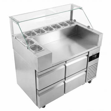 GGM Gastro | Saladette - 1210x700mm - 4 lades - voor 9x GN |, Verzenden, Nieuw in verpakking, RVS Meubilair