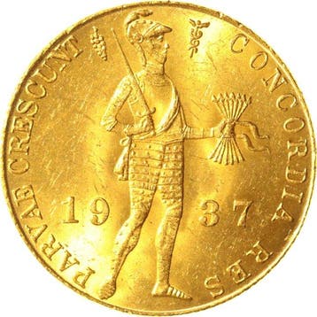 Nederland. Wilhelmina. Gouden dukaat 1937