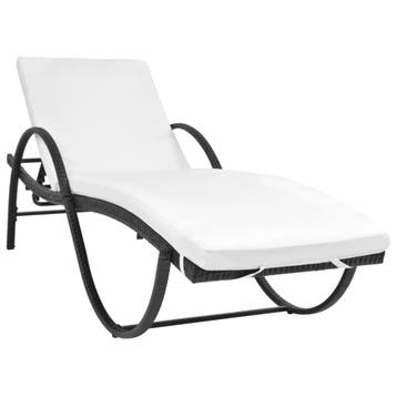 vidaXL Ligbed met kussen poly rattan zwart, Verzenden, Nieuw